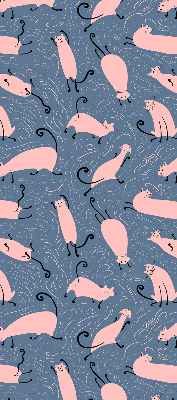 Binnenrolgordijn voor raam in roze met kattenmotief