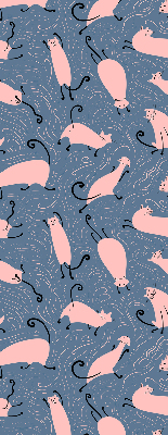 Binnenrolgordijn voor raam in roze met kattenmotief