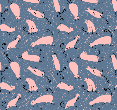 Binnenrolgordijn voor raam in roze met kattenmotief