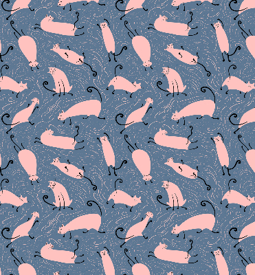 Binnenrolgordijn voor raam in roze met kattenmotief