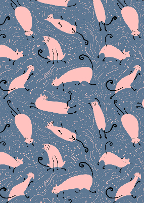 Binnenrolgordijn voor raam in roze met kattenmotief