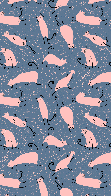 Binnenrolgordijn voor raam in roze met kattenmotief