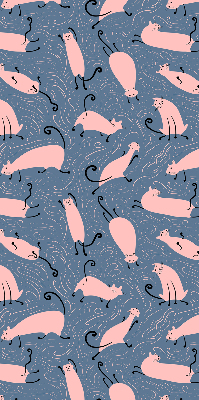 Binnenrolgordijn voor raam in roze met kattenmotief