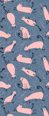 Binnenrolgordijn voor raam in roze met kattenmotief