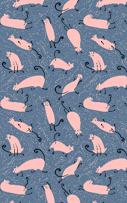 Binnenrolgordijn voor raam in roze met kattenmotief