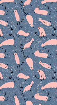 Binnenrolgordijn voor raam in roze met kattenmotief