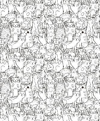 Binnenrolgordijn voor raam met getekende katten