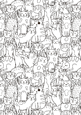 Binnenrolgordijn voor raam met getekende katten