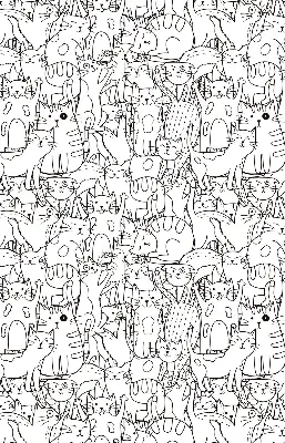 Binnenrolgordijn voor raam met getekende katten
