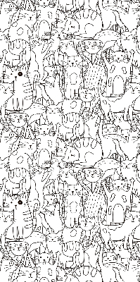 Binnenrolgordijn voor raam met getekende katten