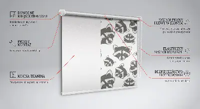 Binnenrolgordijn voor raam met getekende wasberen