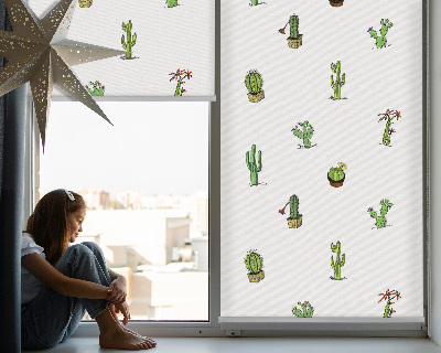 Stoffen rolgordijn met cactussen