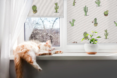 Stoffen rolgordijn met cactussen