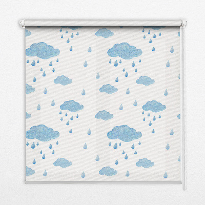 Rolgordijn voor raam met wolken en regen