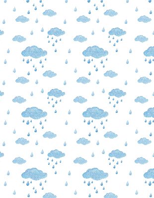 Rolgordijn voor raam met wolken en regen