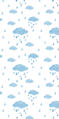 Rolgordijn voor raam met wolken en regen