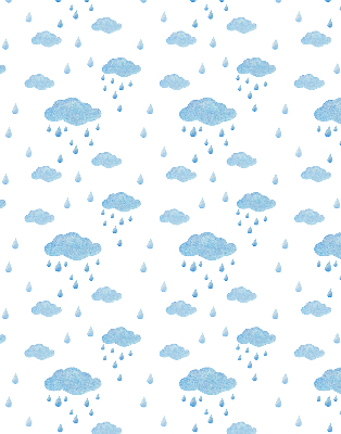 Rolgordijn voor raam met wolken en regen