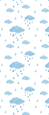 Rolgordijn voor raam met wolken en regen