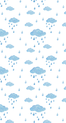 Rolgordijn voor raam met wolken en regen