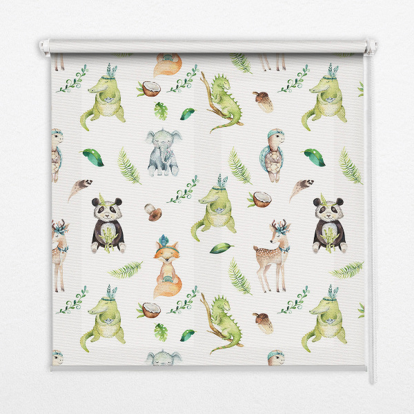 Rolgordijn voor balkondeur met dieren- en plantenmotief