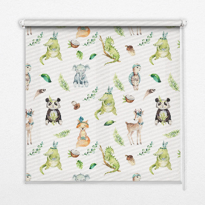 Rolgordijn voor balkondeur met dieren- en plantenmotief