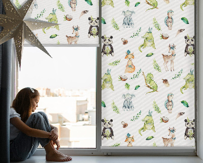 Rolgordijn voor balkondeur met dieren- en plantenmotief