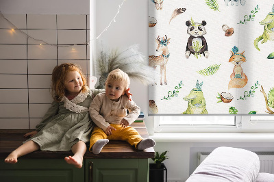 Rolgordijn voor balkondeur met dieren- en plantenmotief