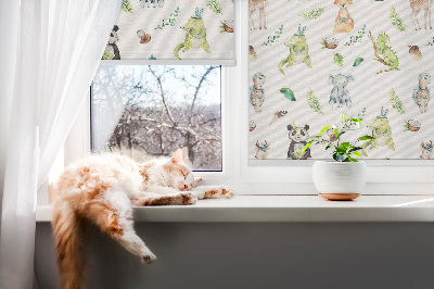 Rolgordijn voor balkondeur met dieren- en plantenmotief