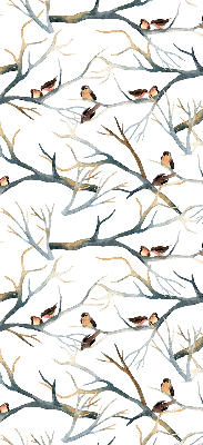 Binnenrolgordijn voor raam met vogels in een boom