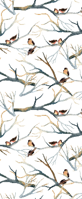 Binnenrolgordijn voor raam met vogels in een boom