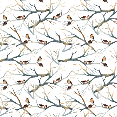 Binnenrolgordijn voor raam met vogels in een boom