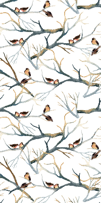 Binnenrolgordijn voor raam met vogels in een boom