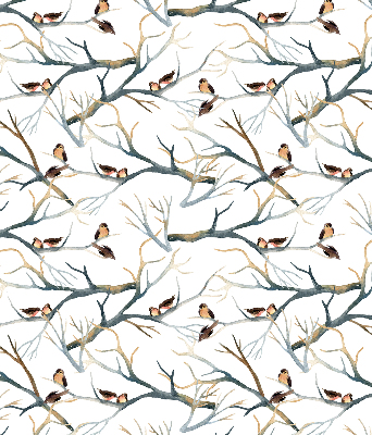 Binnenrolgordijn voor raam met vogels in een boom