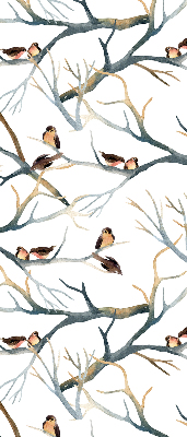 Binnenrolgordijn voor raam met vogels in een boom