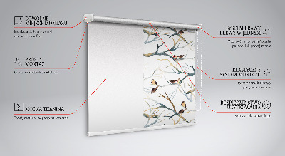Binnenrolgordijn voor raam met vogels in een boom
