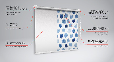 Rolgordijn voor raam met blauw geverfde vlekken