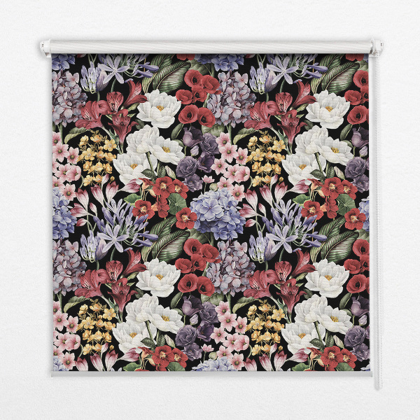 Stoffen rolgordijn met kleurrijke bloemen