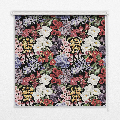 Stoffen rolgordijn met kleurrijke bloemen