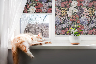 Stoffen rolgordijn met kleurrijke bloemen