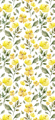 Rolgordijn voor raam met gele bloemen