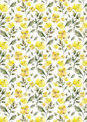 Rolgordijn voor raam met gele bloemen