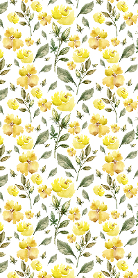 Rolgordijn voor raam met gele bloemen