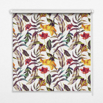 Rolgordijn voor balkondeur in kleurrijke bloemenprint