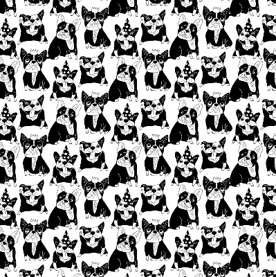 Binnenrolgordijn voor raam met getekende honden