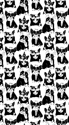 Binnenrolgordijn voor raam met getekende honden