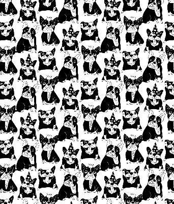 Binnenrolgordijn voor raam met getekende honden