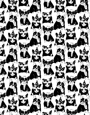 Binnenrolgordijn voor raam met getekende honden