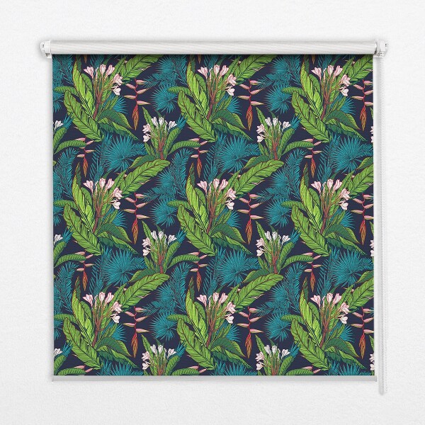 Rolgordijn voor raam in exotische plantenprint