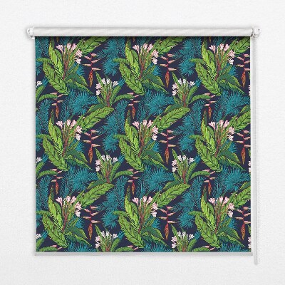 Rolgordijn voor raam in exotische plantenprint