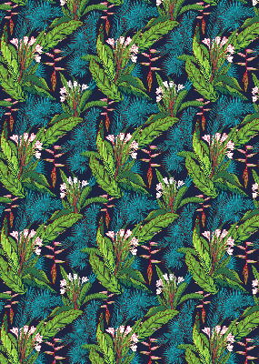Rolgordijn voor raam in exotische plantenprint